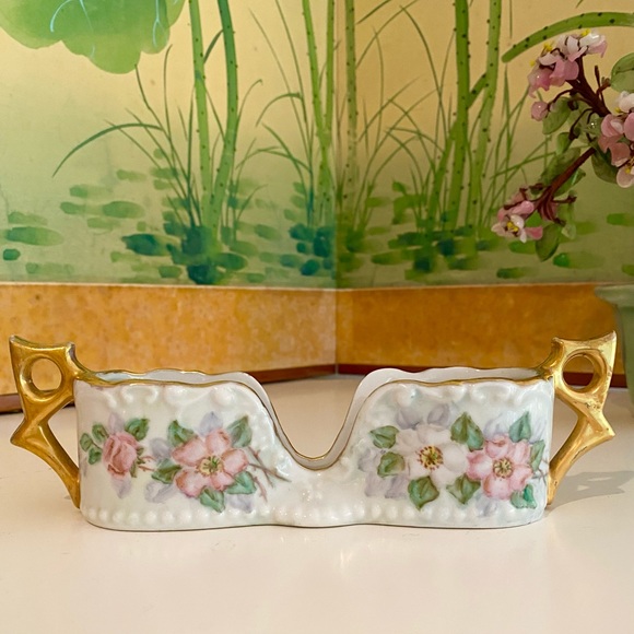 Vintage Porcelain Hand Painted Eye Glass Holder